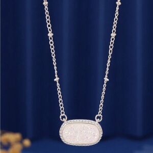 Iridescent Druzy Silver Necklace